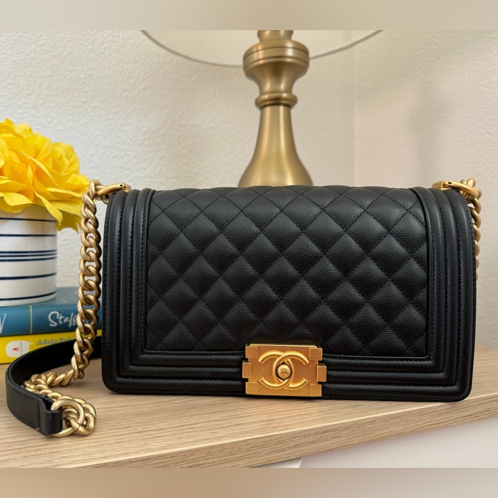 Great condition Chanel Boy Quilted Bag with Gold Accents. Serious buyers only